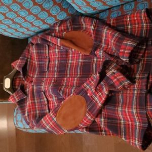 Polo Ralph Lauren 100%wool Plaid Overshirt with suede patches on elbows. XL NWOT